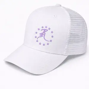 R3 white with light purple logo Snapbacks