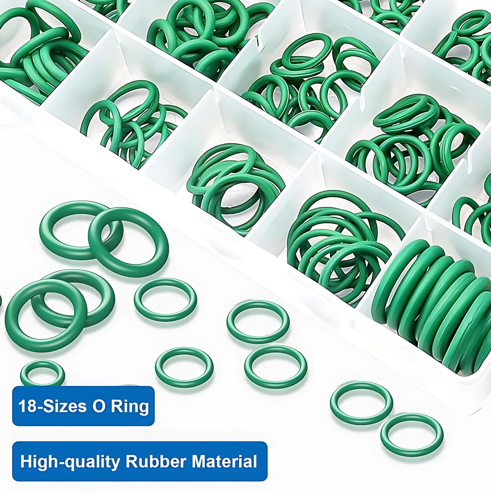 270 Pieces Green AC O-Ring Kit 18-Sizes O Ring Assortment Set, Rubber Air Conditioning O Rings Seal Gasket Washer for Plumbing/Automotive/Machinery, HVAC Repair Tools, Automotive AC Seal Kit, Universal O Ring Set