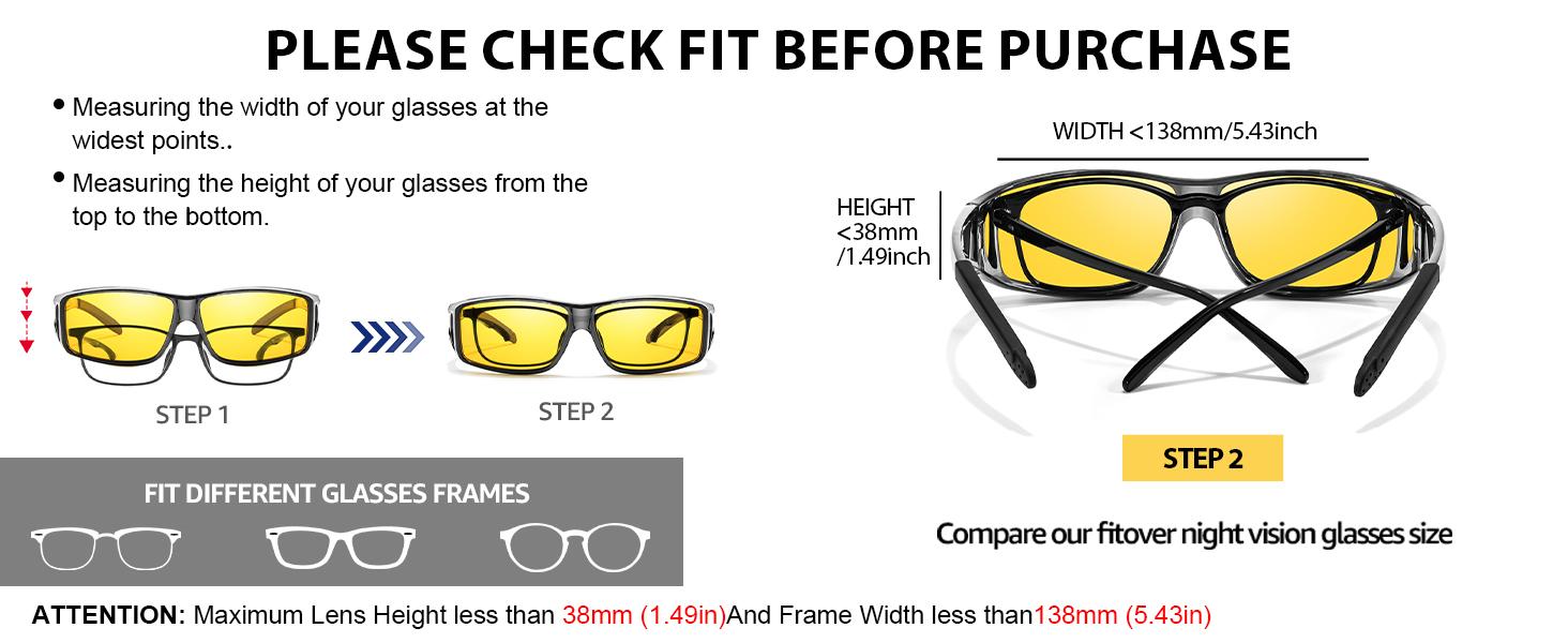 【Friend’s Pick】LVIOE Around Night-Vision Glasses, Fit Over Prescription Glasses with Polarized Yellow Lens Night-Driving Glasses