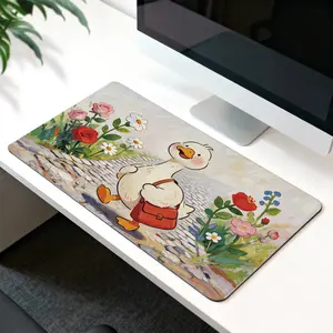 LIVEKEY Extra Large Mouse Pad 31.5x15.75in Cute Duck Floral Art Design  Reinforced Stitched Edges & Anti - Slip Base  Smooth Comfortable Surface for Office Home Gaming Working Writing Drawing​