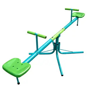 Unisex 360° Swivel Toddler Sit and Spin Teeter Totter, Galvanized Steel Pipe Outdoor Kids Seesaw, Safe Ergonomic Design Play Equipment for Backyard Playground (Blue Yellow)