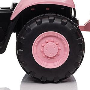 【GARVEE】12V Remote Control Tractor for Kids with 7 LED Lights, Safety Belt, Dual 35W Motors, Trailer, Horn, Music, USB Connectivity, Available in Blue, Green, Red, and Pink