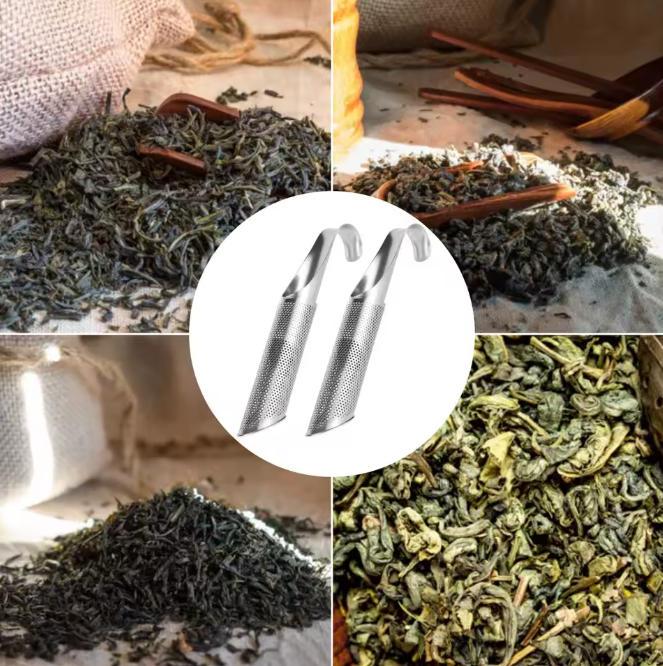 2pcs Portable Home Tea Accessories Filter Stainless Steel Tea Maker Piping Design Tea Spoon Brewer Long Handle Metal Creative Cup