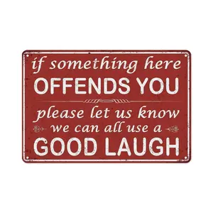 Vintage Aluminium Funny Bar Sign, "If Something Here Offends You" Wall Decor for Man Cave, Garage, 8x12 Inches Home Supplies Plaque,summervibes Signage Yard Sign Rustic Farmhouse Design