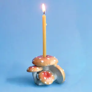 Orange Mushroom Cluster Cake Topper  | ️ Camp Hollow Porcelain Party Animal Candle Holder | Birthday Party Gift