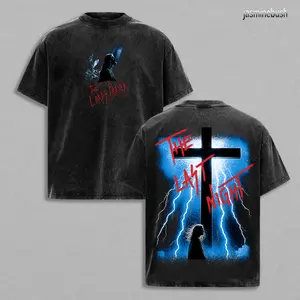 Oversized Christian Tee: Lord's Prayer Lightning Cross