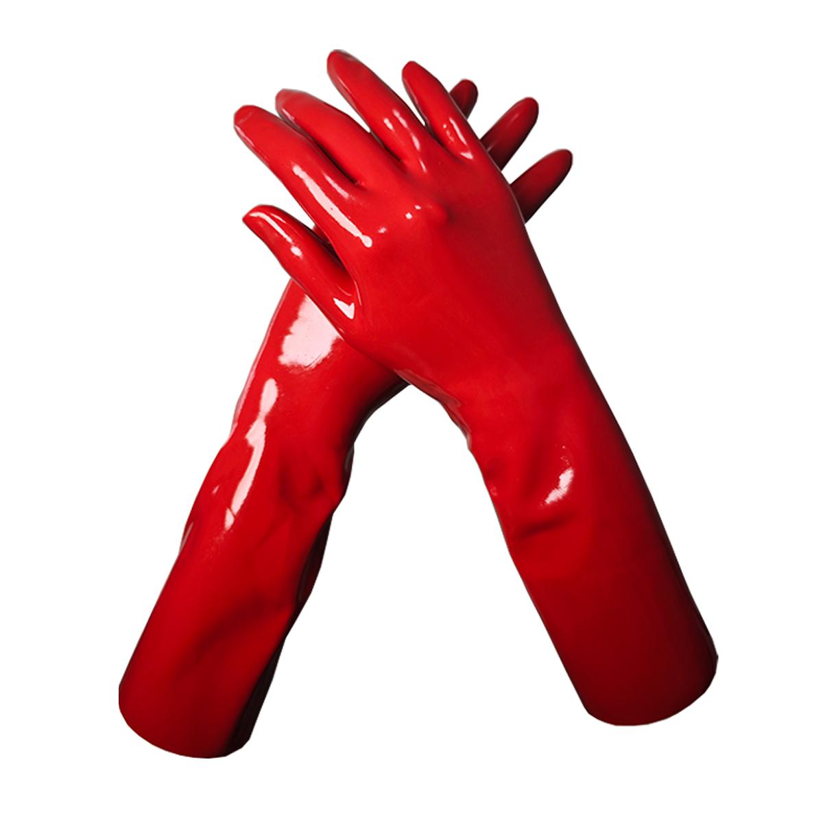 Red Latex Gloves - Simple Red Color Hand Protection Item as Described Rubber Material Basic Needs Solid Color for Basic Protection Needs