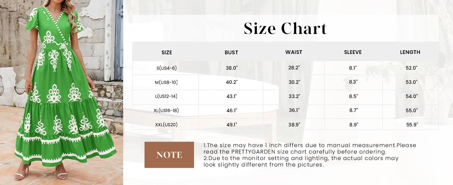 PrettyGarden Women's Summer Casual V Neck Boho Maxi Dress Flowy Aline Bell Sleeve Tiered Floral Dresses with Pocket Comfort Bohemian Womenswear V-Neck Short Sleeve