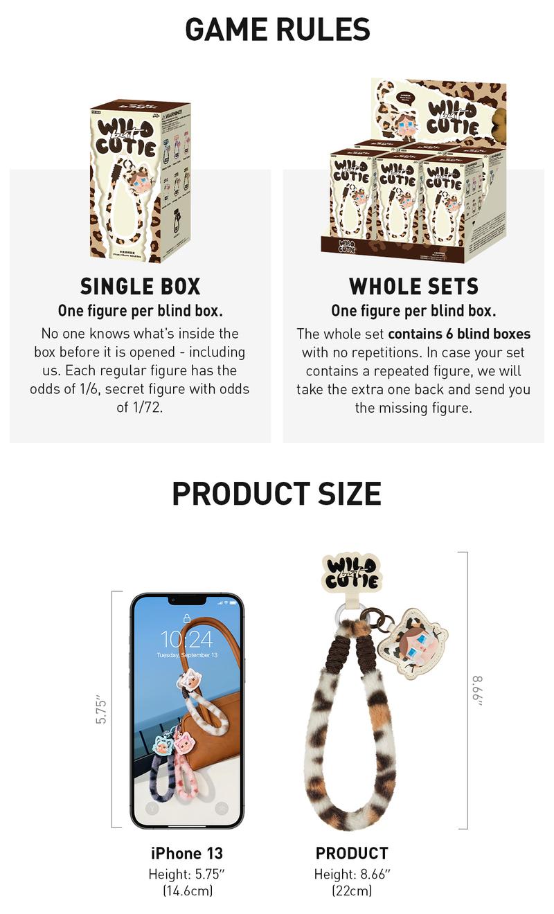 POP MART CRYBABY Wild but Cutie Series-Phone Charm Blind Box POP MART CRYBABY Wild but Cutie Series-Phone Charm Blind Box