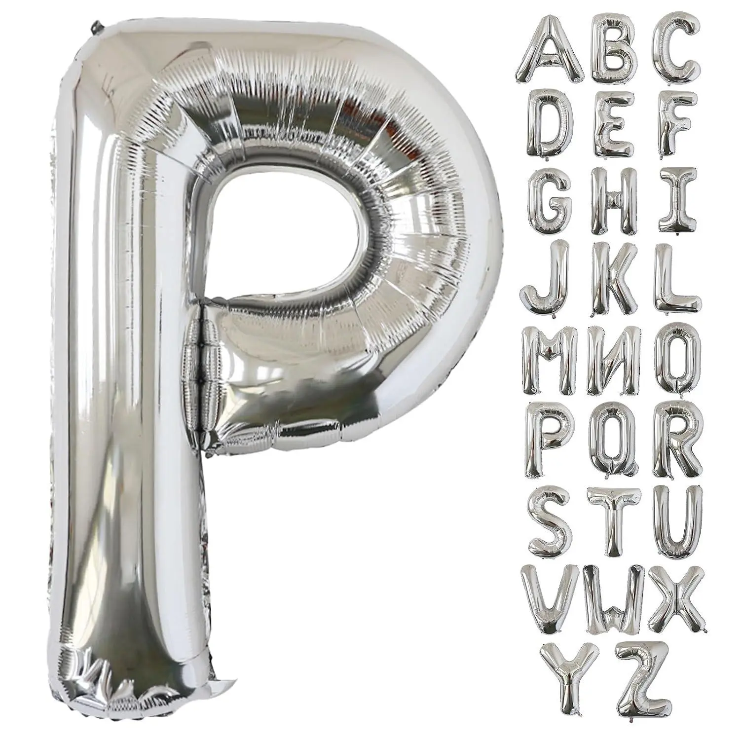 40 Inch Silver Letter P Balloons Jumbo Foil Mylar Helium Big Balloons For Birthday Party Anniversary Baby Shower Supplies
