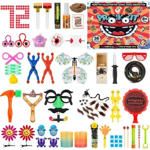 36-Style Prank Kit, 72 Pcs Prank Toys for Adults, Gag Gift Box for Kids, Cool Prank Gifts Stuff for White Elephant, Christmas and April Fools