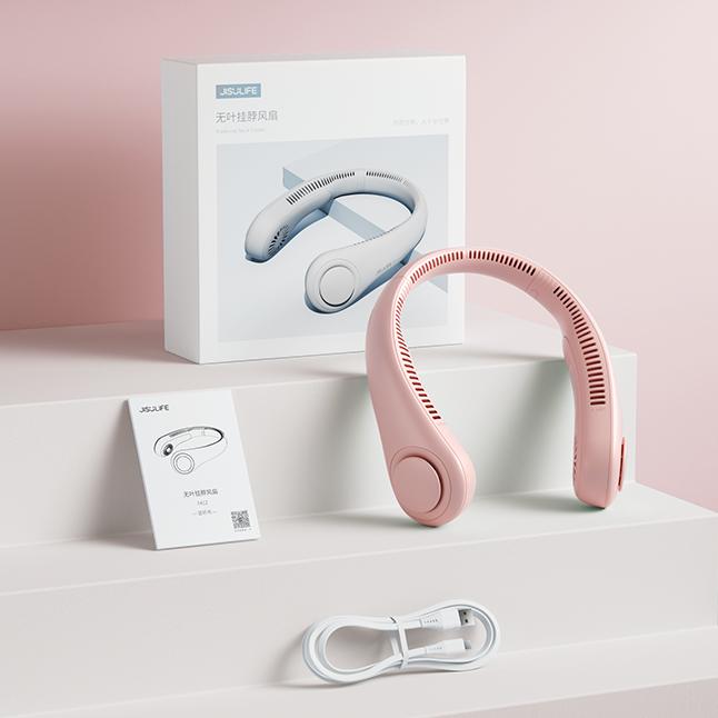 Jisulife Portable Neck fan Hands Free Bladeless Fan 4000mAh Battery Operated Wearable Personal Fan Rechargeable 3 Speeds Gifts for Women Men