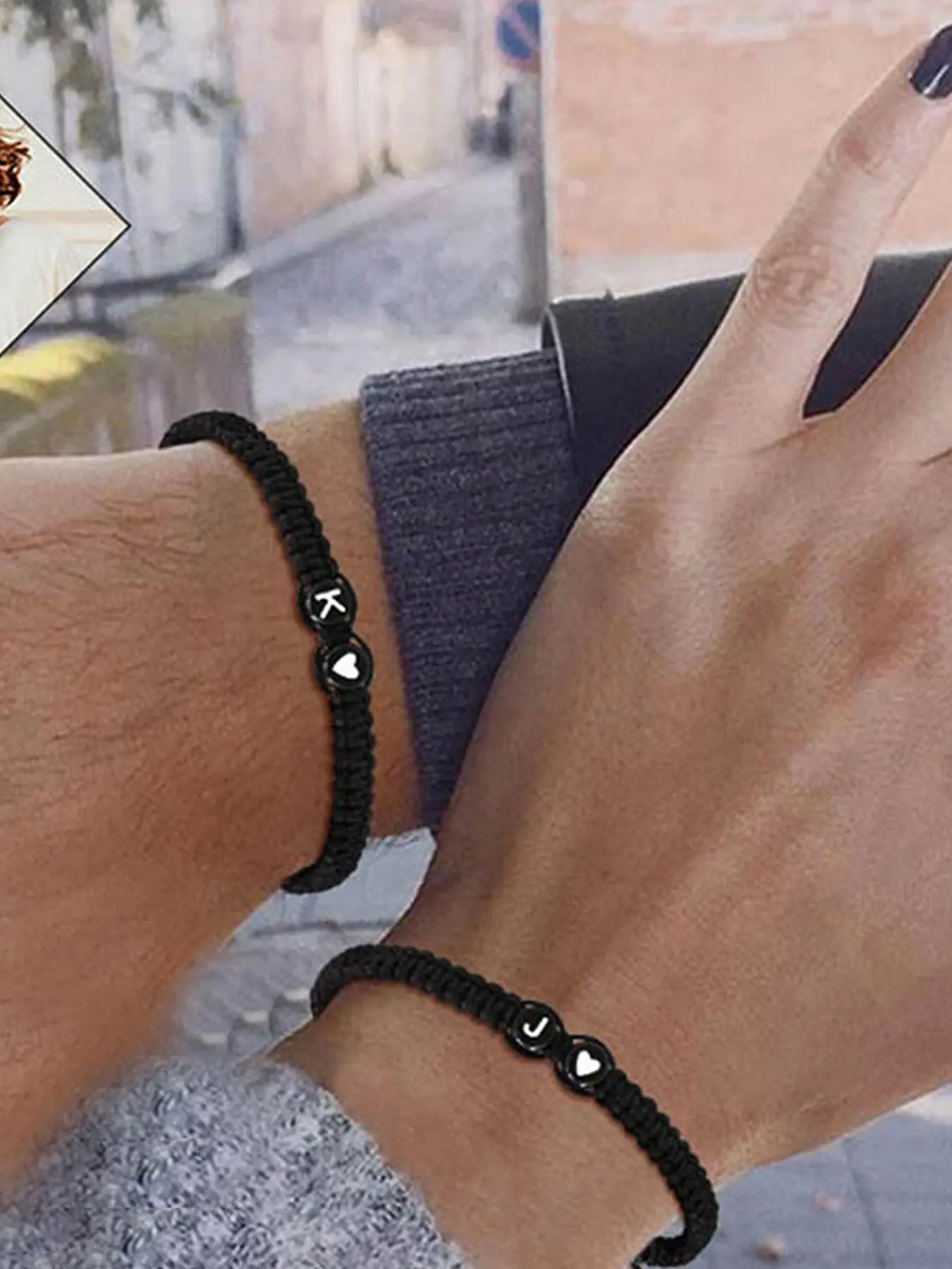 Black and White Heart-Shaped Alphabet Beaded Bracelet, 26-Letter Braided Bracelet, Heart Bracelets for Daily Wear, Fashion Jewelry, Fashionable Bracelet Style, Gift for Birthday and Special Occasions