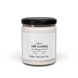 God Is Still Working Inspirational Soy Candle Apple Harvest Scent Clean Burning Perfect for Prayer Time Journaling Self Care Evenings or Gifting Encouragement - Decor, Light