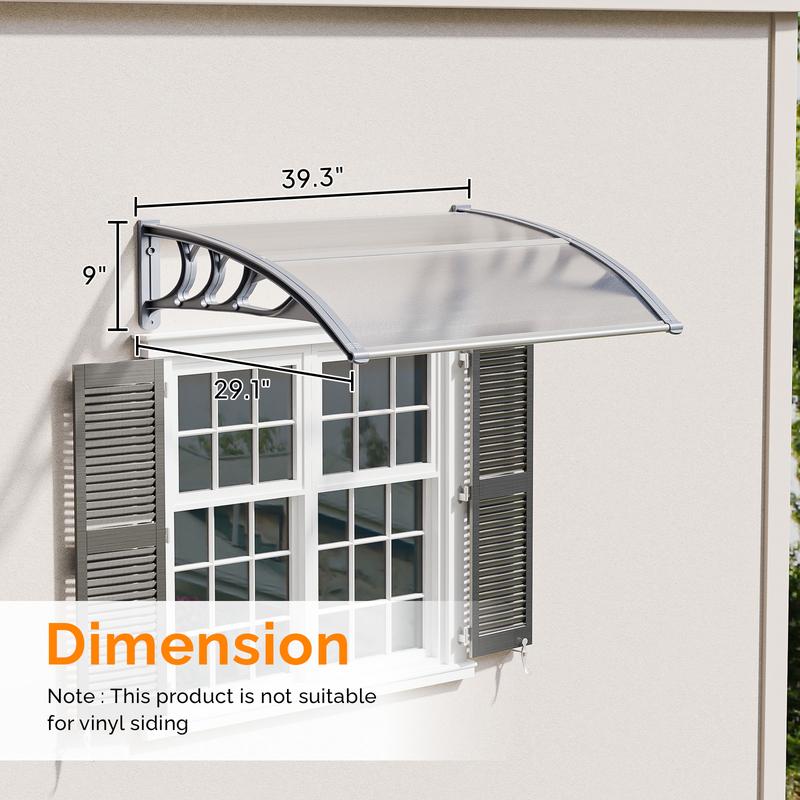 VINGLI Window Awning Door Canopy Exterior, Awnings for Doors Polycarbonate Cover Patio Door Awning Rain Snow Sunlight Protection Hollow Sheet
