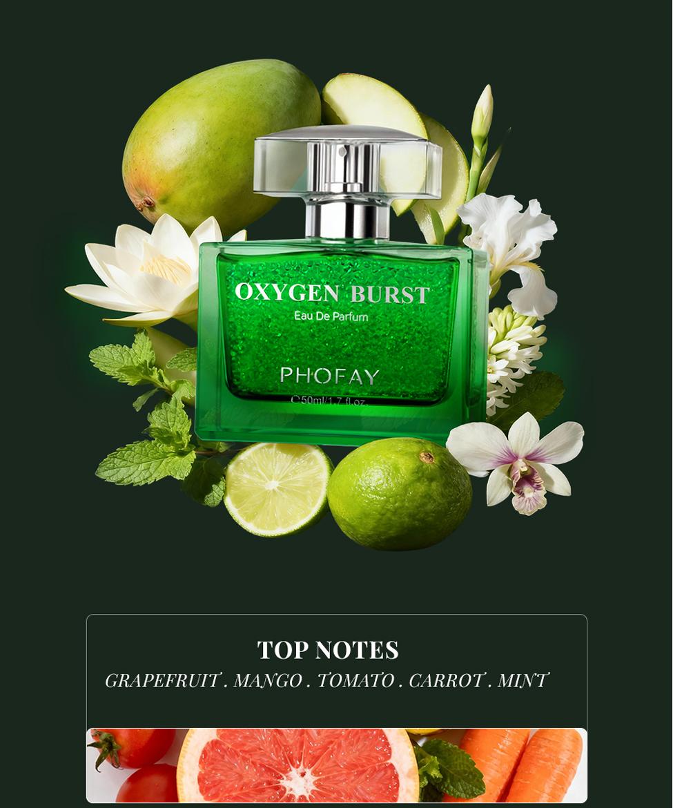 PHOFAY Oxygen Burst Perfume Beads Invigorating Aroma Mint & Sandalwood Alcohol-Free Sensitive Skin Friendly 50ml Valentine's Day gift