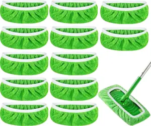 12 Pack Reusable Microfiber Mop Pads – Washable Replacement Mop Cloths for Floor Cleaning, Wet & Dry Sweeping Pads