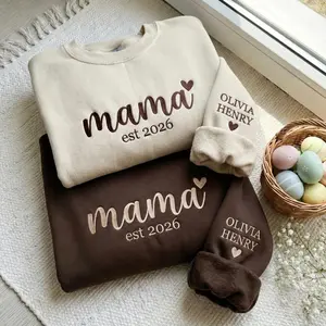 Personalized Mama Embroidered Sweatshirt with Custom Name Sleeve, Kids Names on Sleeve, Mother’s Day Gift for Mom, Grandma Crewneck