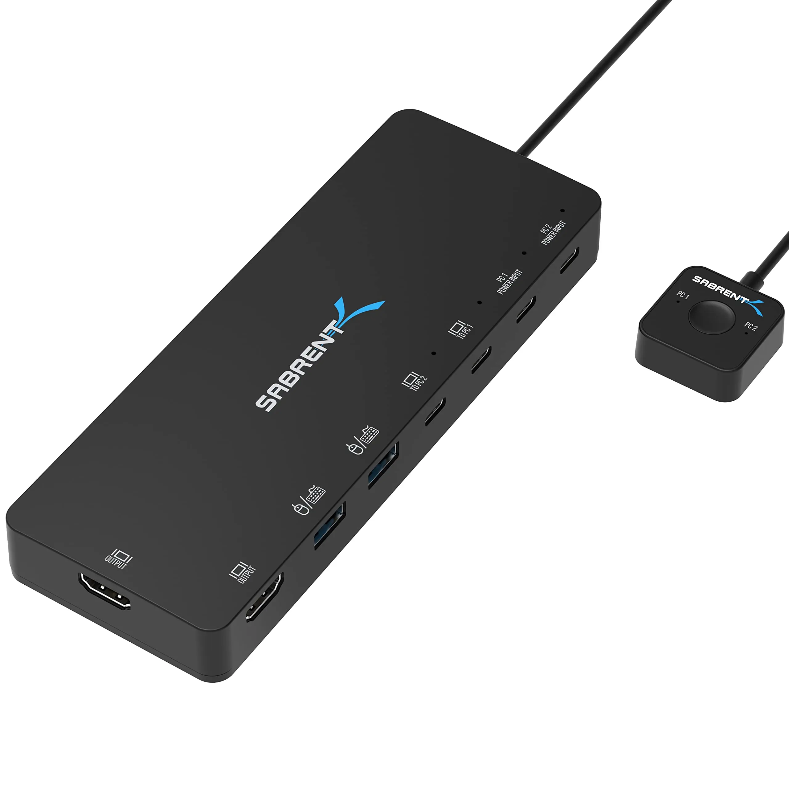 Sabrent USB-C KVM Switch 1 PC to 2 Displays with 60W Power Delivery