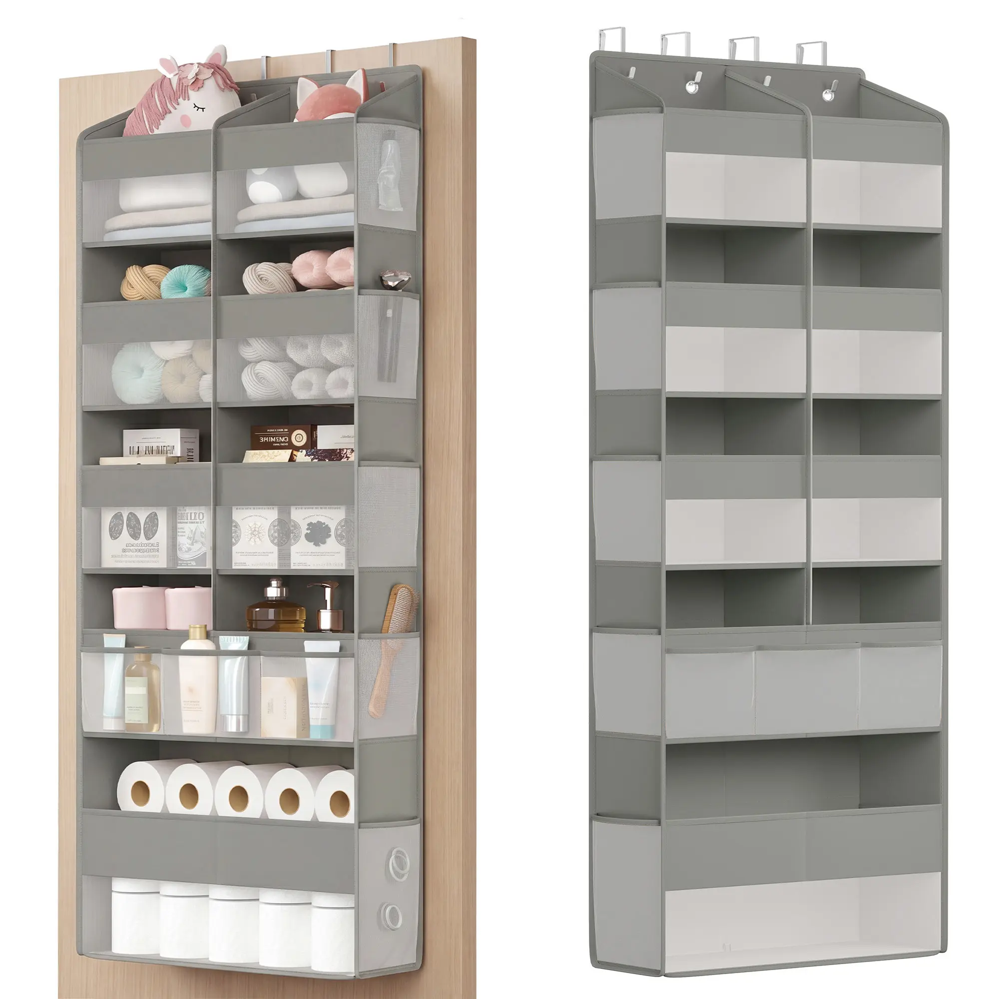 SONGMICS Over-the-Door Closet Storage Organizer, 9-Compartment Hanging Shelf, Foldable, Heavy-Duty, Metal Hooks, Transparent Home Organizer Rack, Closet Organization,dorm room inspo,college dorm essentials,dorm haul