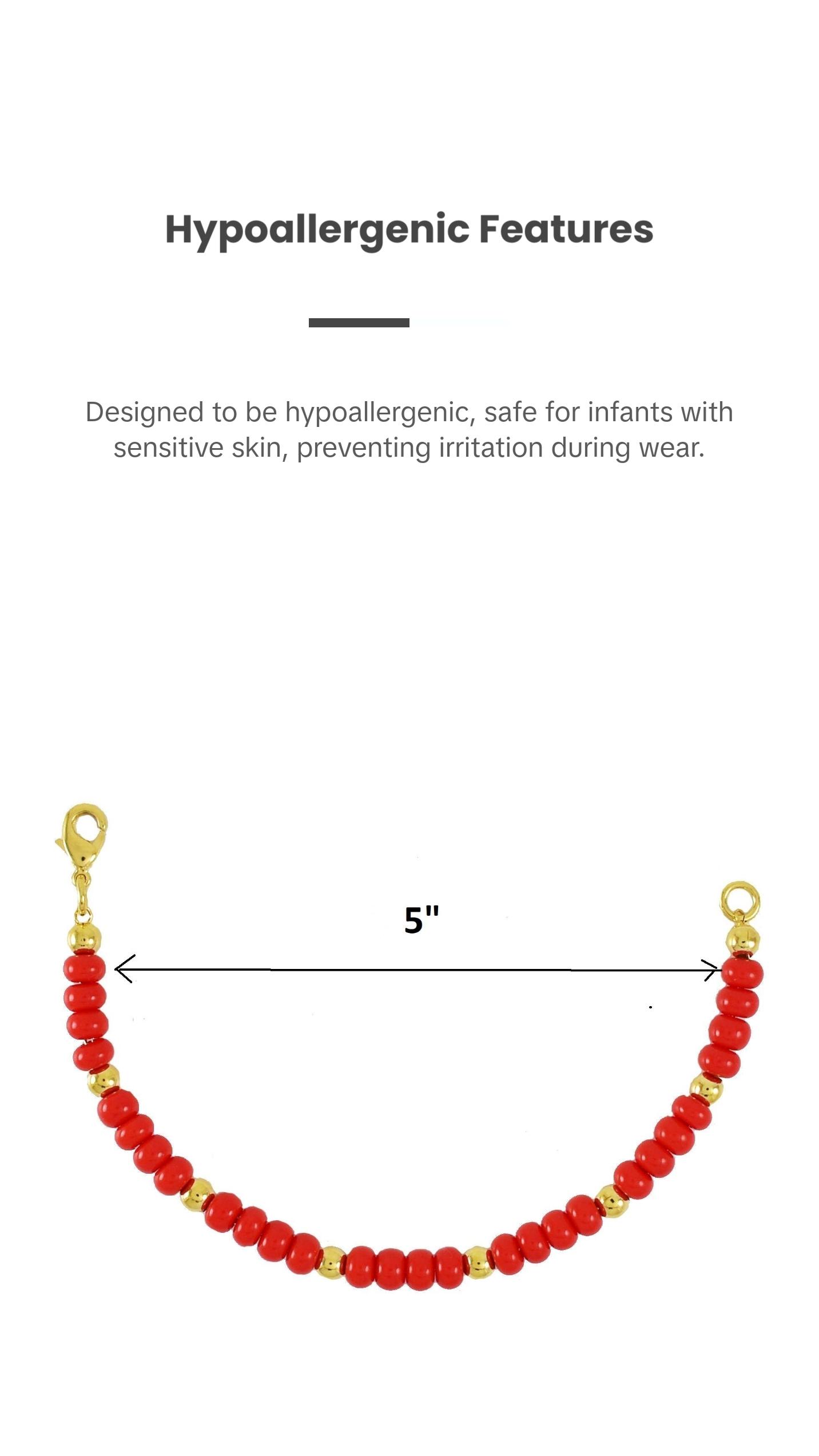 Gold Filled Red Beads Protection Bracelet for Baby - Hypoallergenic and Durable