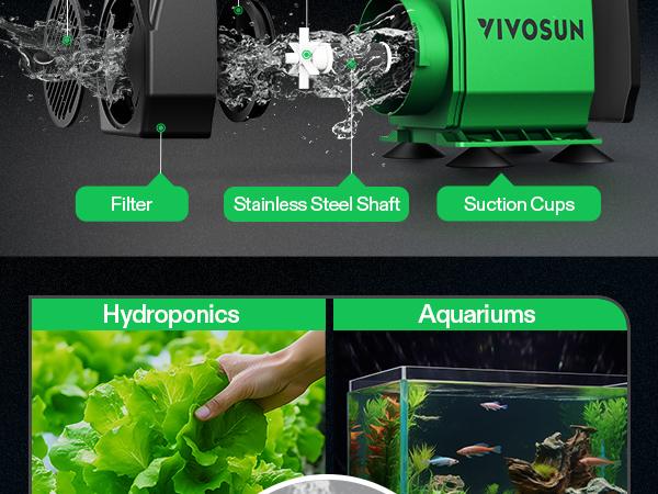 VIVOSUN 800GPH Submersible Pump(3000L/H, 24W), Ultra Quiet Water Fountain Pump with 10ft. High Lift with 6.5ft. Power Cord, 3 Nozzles for Fish Tank, Pond, Aquarium, Statuary, Hydroponics