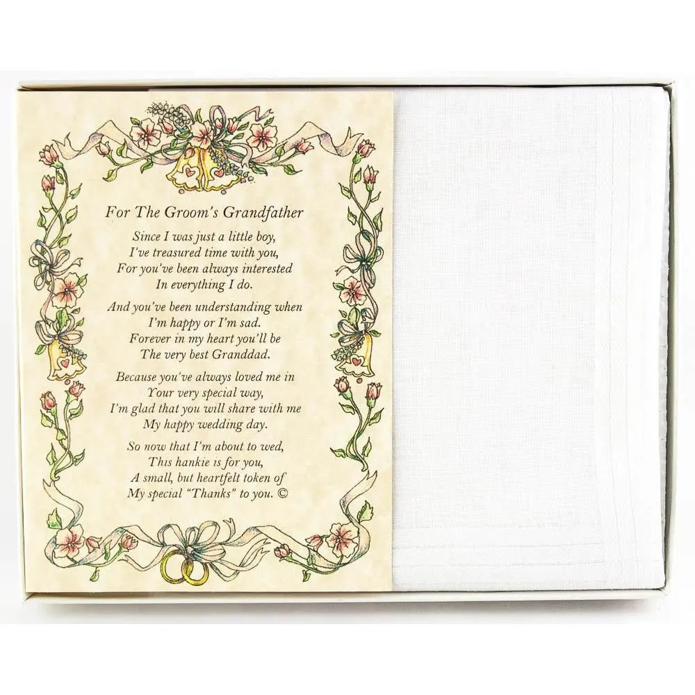 Personalized From the Groom to his Grandfather Wedding Handkerchief