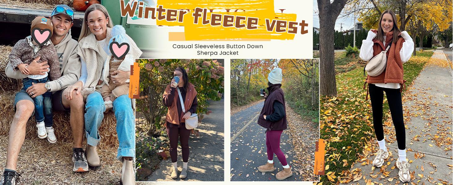 Oversized Sherpa Fleece Vest for Women Cozy Sleeveless Jacket Gilet with Pockets & Button Closure Casual Minimalist Winter Tops fleecevest oversizedfit Women'swear Basic Collared 2026 Spring Springfresh SpringStatements