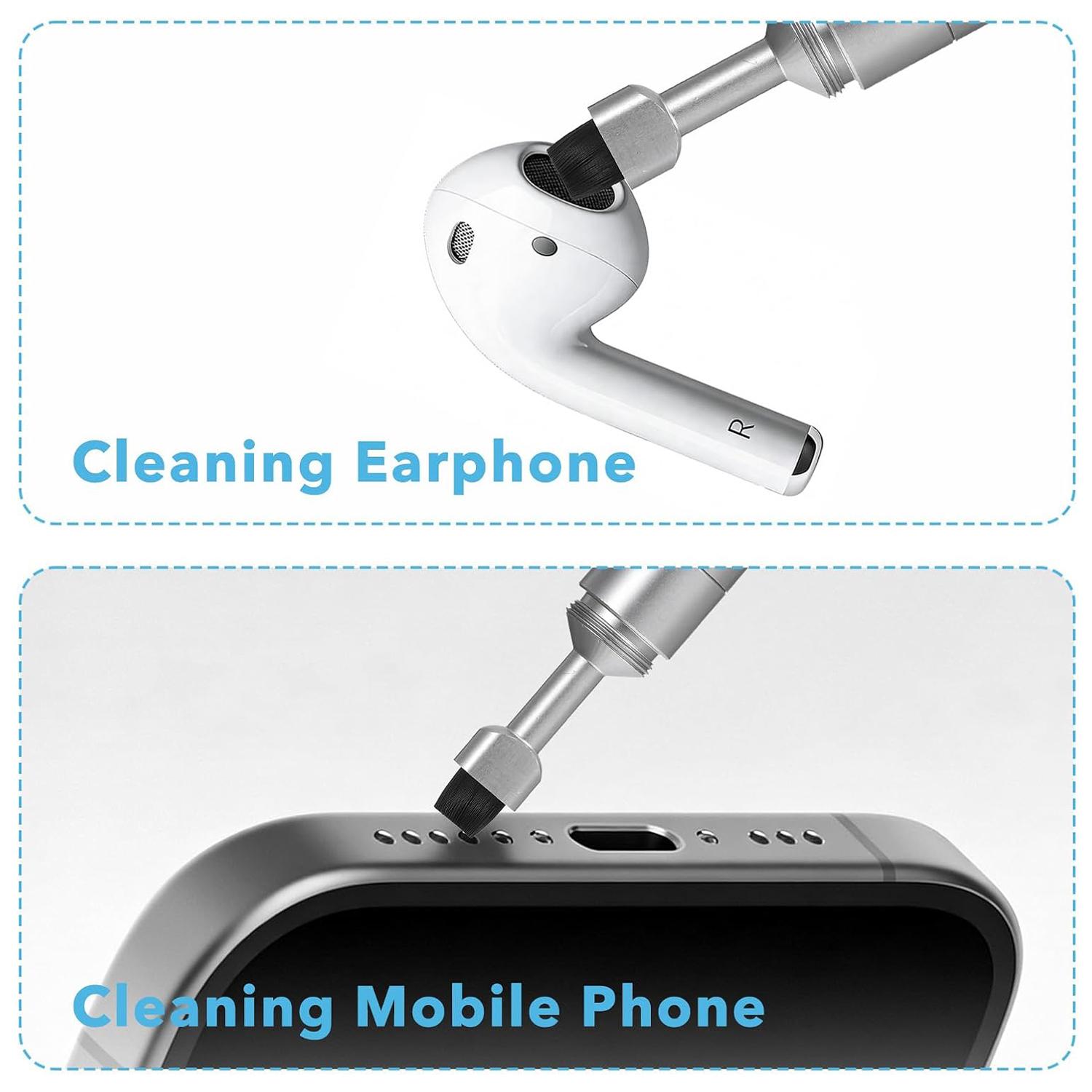 VAYWET SIM Card Tray Removal Tool with Cleaning Brush, 2 in 1 SIM Ejector Pin & Cleaning Brush Keychain EDC Portable Keychain Eject Pins Reset Needle Opener Cleaning Pen Aluminum Alloy Cleaning Tool for iPhone For Airpods Pro  Earphone Dust Removal