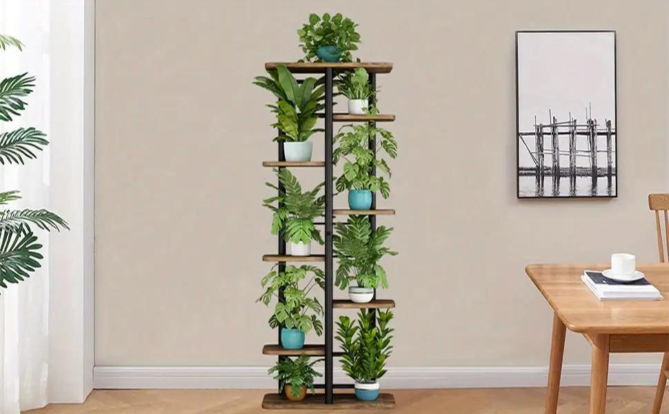 Plant Stand Indoor 8 Tier 9potted Metal Plant Shelf White Plant Holder Large Plant Rack for Mutiple Plants Pots for Patio Garden Corner Balcony Living Room, Standing Shelf