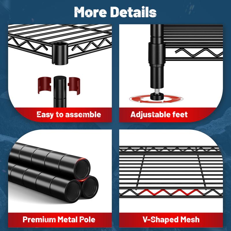 【Storage Shelf】5-Tier 59''H Storage Shelving Unit, Height is freely Adjustable & No Sharp Edges,Heavy duty & Safer Shelf,Garage tool box Standing Shelf,Closet rack,Shoe rack,Kitchen Appliance Storage Rack,The All-in-One Value,59"H*24"W*14"D