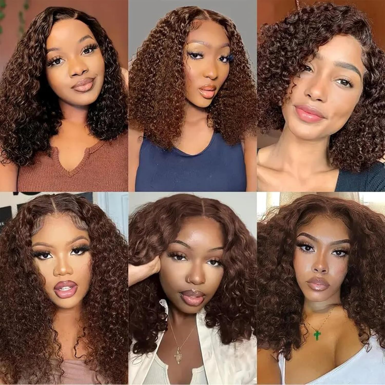 Curly BOB Wig Human Hair 180 Density 13x4 HD Lace Closure Deep Wave Wigs for Black Women Glueless Wear and Go Pre Plucked Deep Wave Wet and Wavy Glueless Wigs Human Hair Chocolate Brown 14 Inch