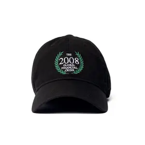 Financial Crisis Hat 2008 Global Crisis Embroidered Design Black Adjustable Cap