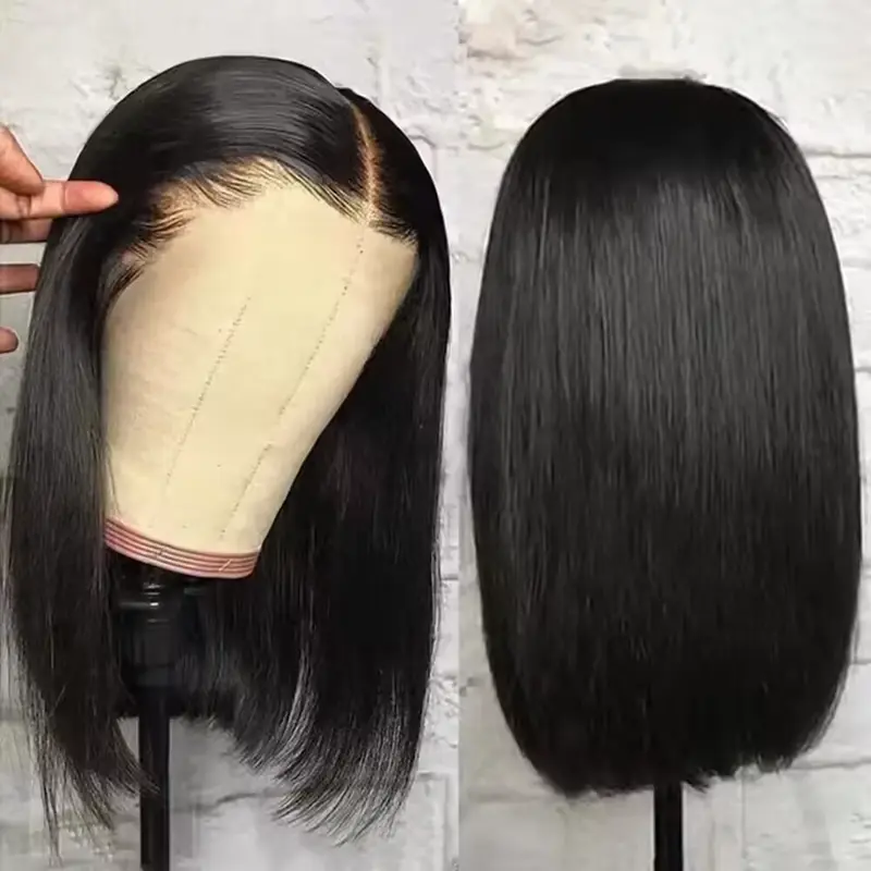 [NEW ARRIVAL]  Short Bob Glueless Straight Wigs Best 100% Human Hair Wig for Women Ready To Wear And Go 6x4 HD Bone Straight Lace Frontal Wig Brazilian Black Wigs On Sale Wigs Human Hair, Glueless Wigs Human Hair
