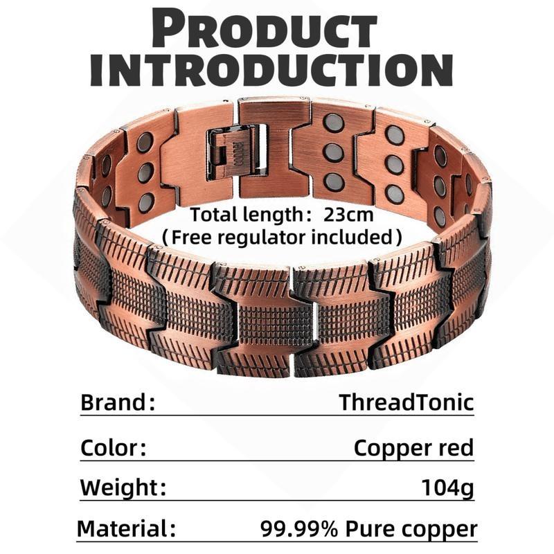 Copper Bracelet for Men, 3X Ultra Strength Magnetic Bracelets, 99.99% Pure Copper with 3500 Gauss Neodymium Magnets, Adjustable Hypoallergenic Bracelets Target Valentines Day 2026