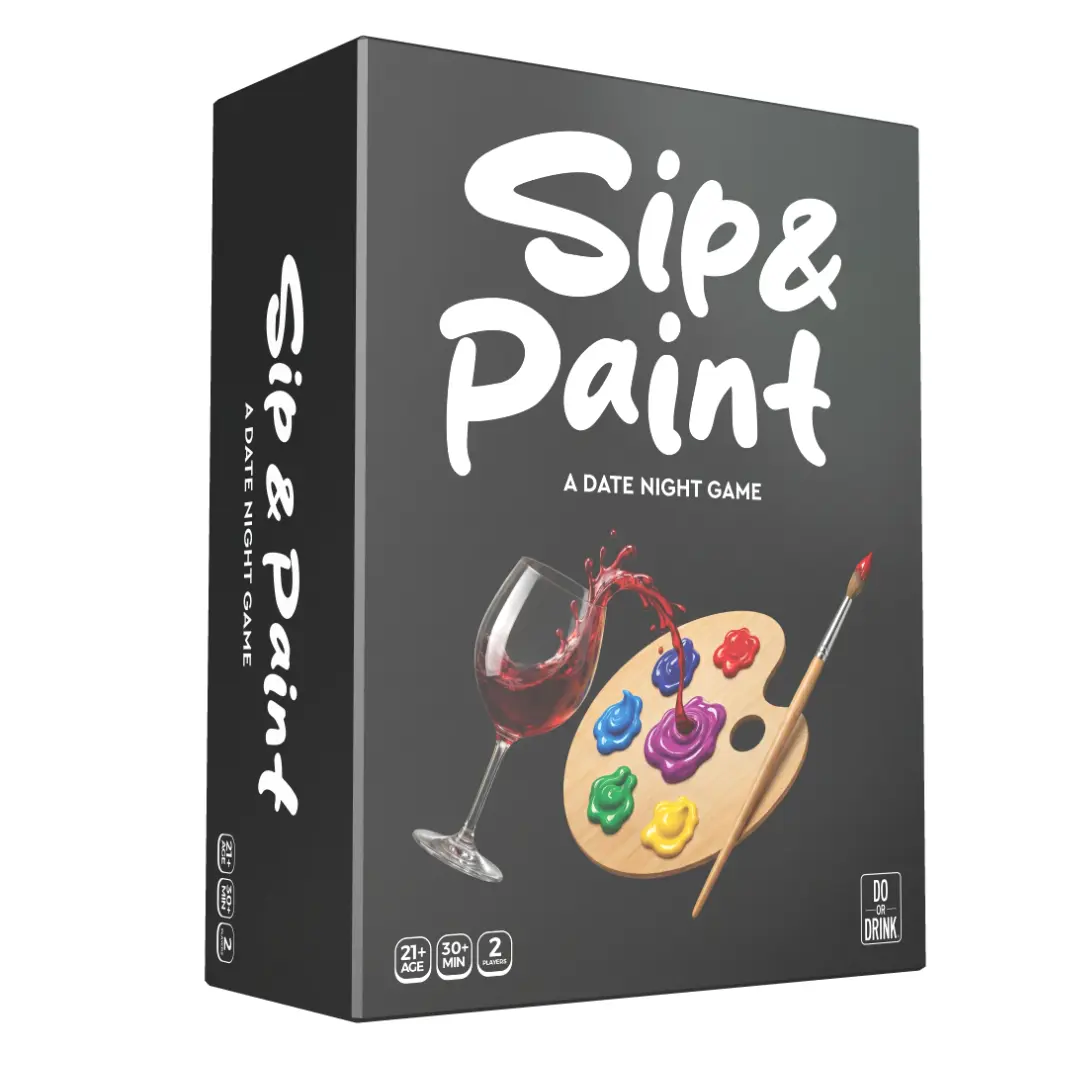 Sip and Paint – Fun Date Night Activity | Romantic Game with Prompts & Questions | Creative Couples Gift Idea for Him & Her | No Art Skills Needed | 2 Players