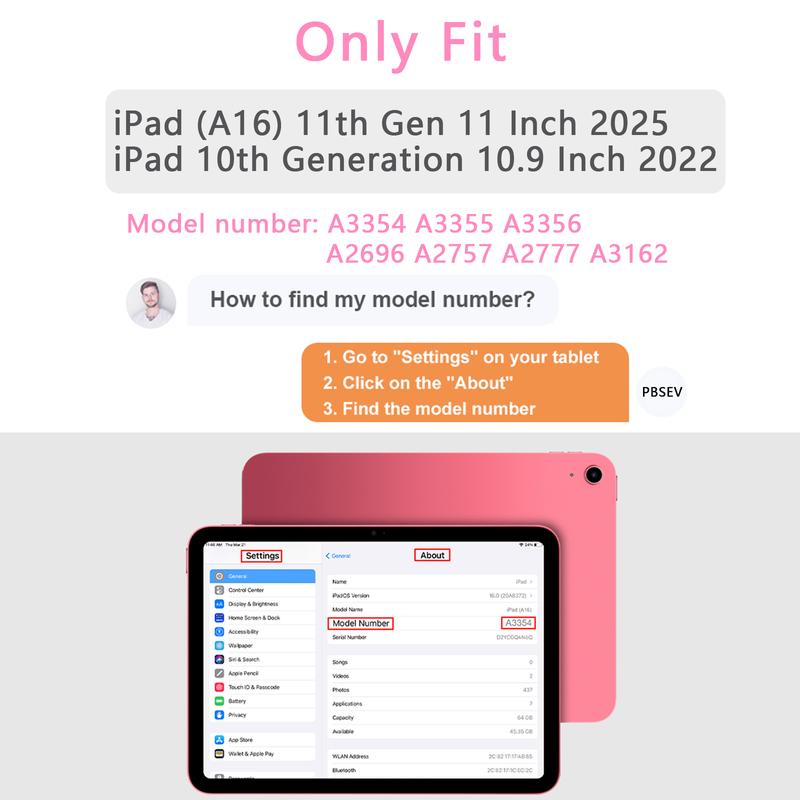 iPad Case for 10.9 Inch 10th 11th Gen Tablet Crystal Clear Protection Casing with Shiny Sparkle Glitter Smooth Finish Pencil Holder Auto Wake Sleep Cover