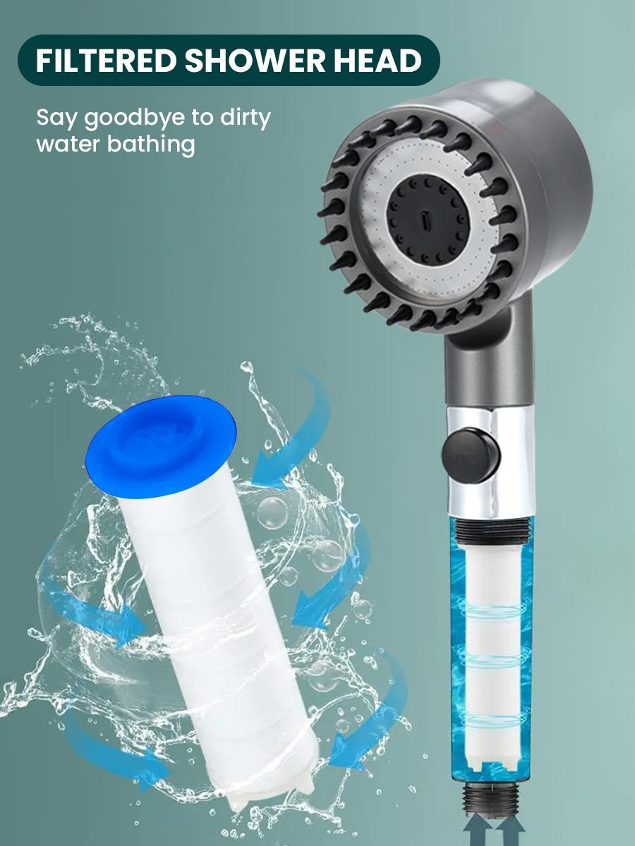 [ONLY $9.9 1PCS] 9-Piece Adjustable Shower System with High Pressure 3-Speed Massage One-Touch Water Stop Universal Interface Stainless Steel Panel Hose Holder Filter Element