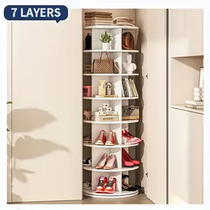 7 Tier Rotating Shoe Rack Tower, Spinning Shoe Organizer, Revolving 360 Display Lazy Susan Storage, Vertical Carousel Closet Organization (7-Tier)