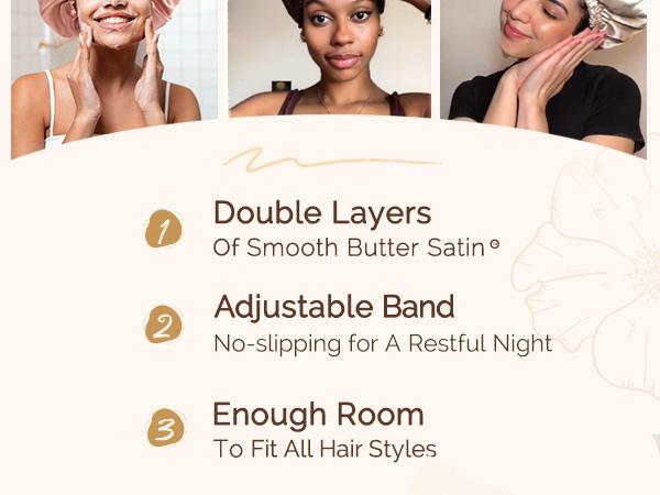 YANIBEST Adjustable Silk Bonnet Double Layer Satin Bonnet Hair Bonnet for Sleeping Bonnets for Women Hats Curly Natural Hair, Blush Pink TikTokShopBlackFriday Heatless Haircare