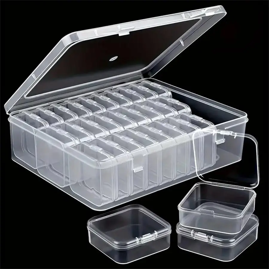 30-Grid Clear Plastic Storage Box with Lid, Divided Compartments, 1 Count, Home Organizer for Beads, Jewelry & Crafts, Bead Storage Containers with Lids, Plastic Storage Bin, Clear Plastic Organizers