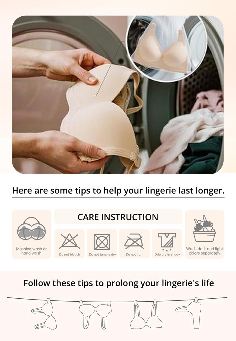 rosyclo Women's Wireless Push Up Bra Plus Size No Underwire Deep V Bras for Women Full Coverage Back Smoothing Sports Bra with 4-Layer Jelly Strips Support and Lift All Seasons Seamless Activewear Yoga Workout Activewear