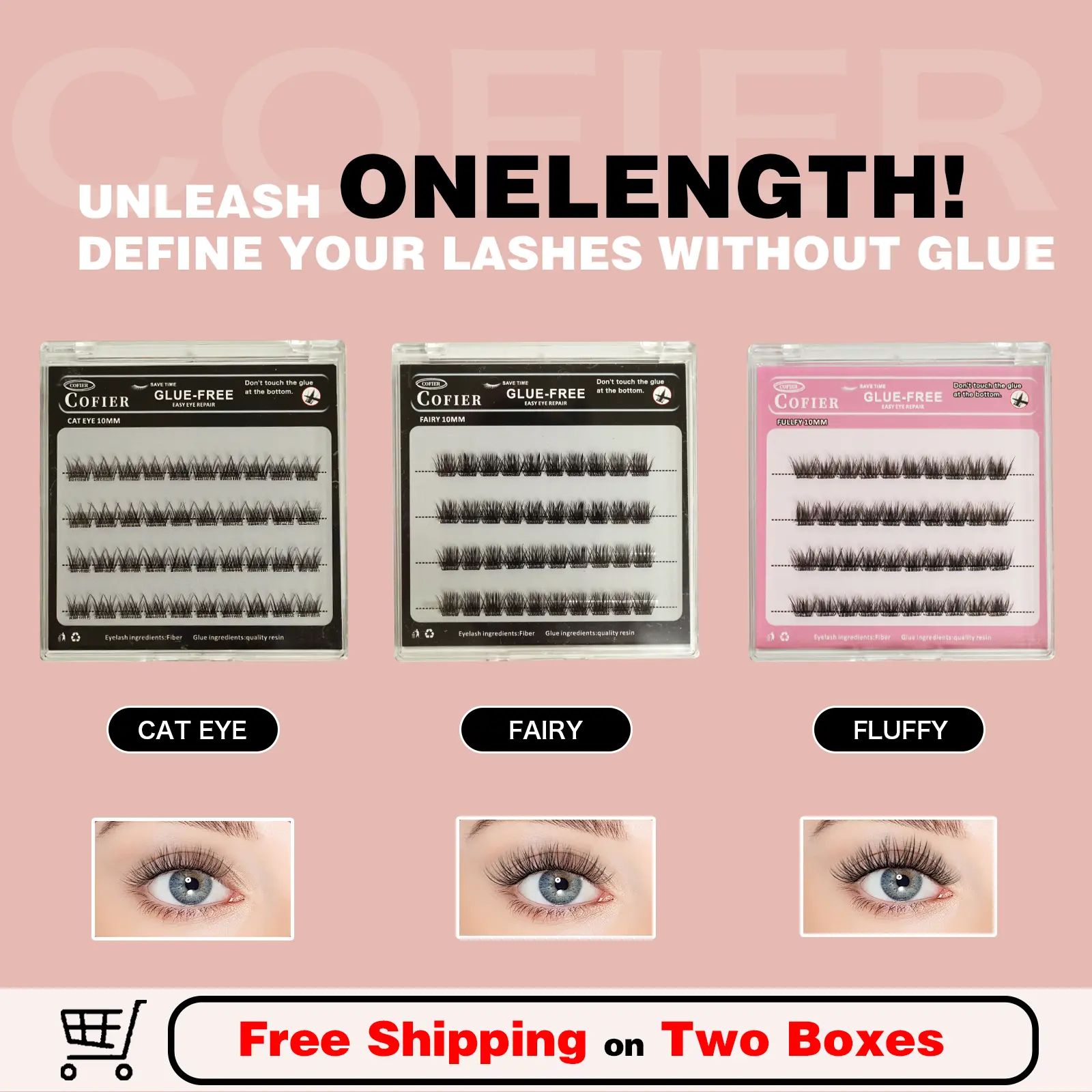 [Video] Cofier No-Glue Lash Clusters 40 PCS – Press-On Self-Adhesive Eyelashes, Uniform Length (10/12/14mm), Easy, Natural, Beginner-Friendly #Summervibes,back to school