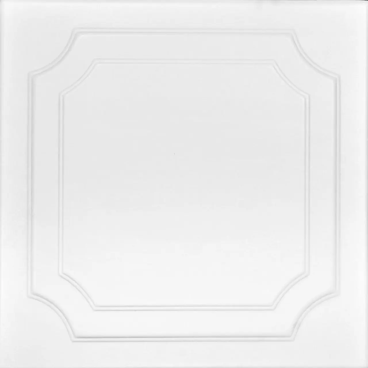 A La Maison Ceilings The Virginian #R08 Lightweight Square Polystyrene Glue-Up Decorative Tile Set - 20in x 20in, Pack of 8, 21.6 sqft, Plain White (Unpainted), Manufacturer Warranty, Quick Renovation, Ideal for Residential Interior Ceilings, 20 In X 20 I