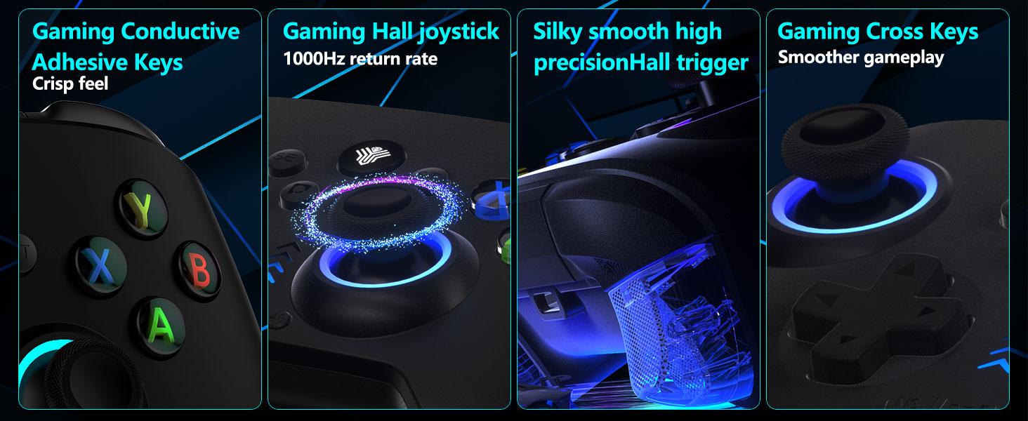 YUYIU Dawn Breaker No Stick Drift Wireless Controller(Not ForXBox) for PC Switch Steam with Hall Effect Sticks Linear Triggers Dual Vibration RGB Macro Buttons