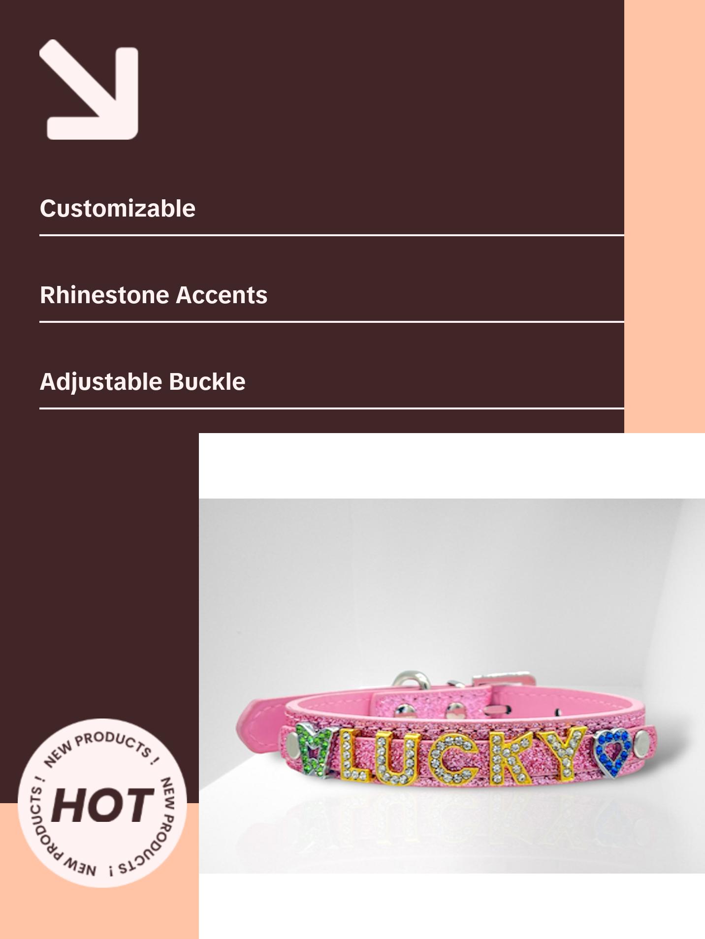 ALPHABET Brilliance Personalized Handmade PU Leather Dog Collar