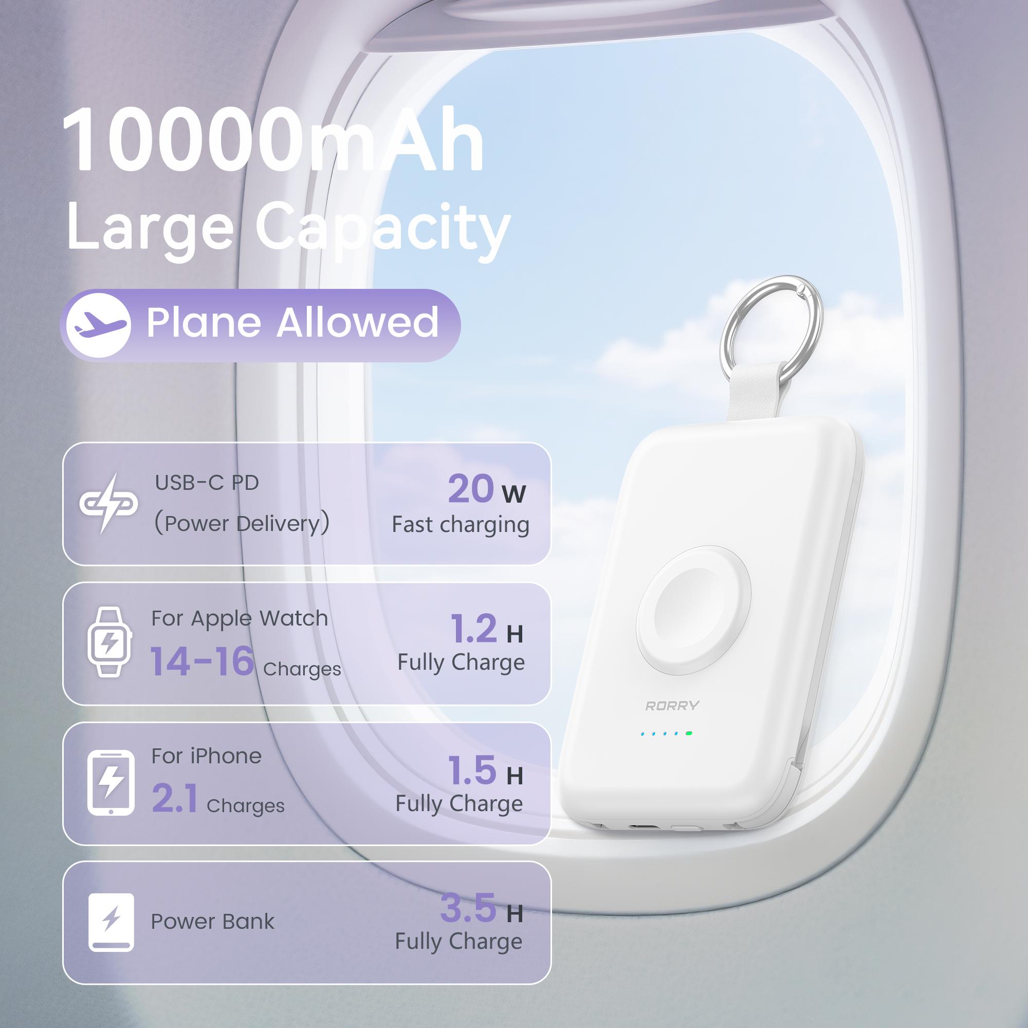 RORRY CharmGo 10000mAh Portable Charger Fast Charging Power Bank with Built-in Cables & Keychain for iPhone 17-11 iWatch Android AirPods iPad Perfect Gift Travel Battery Pack Lightweight SpringStatements