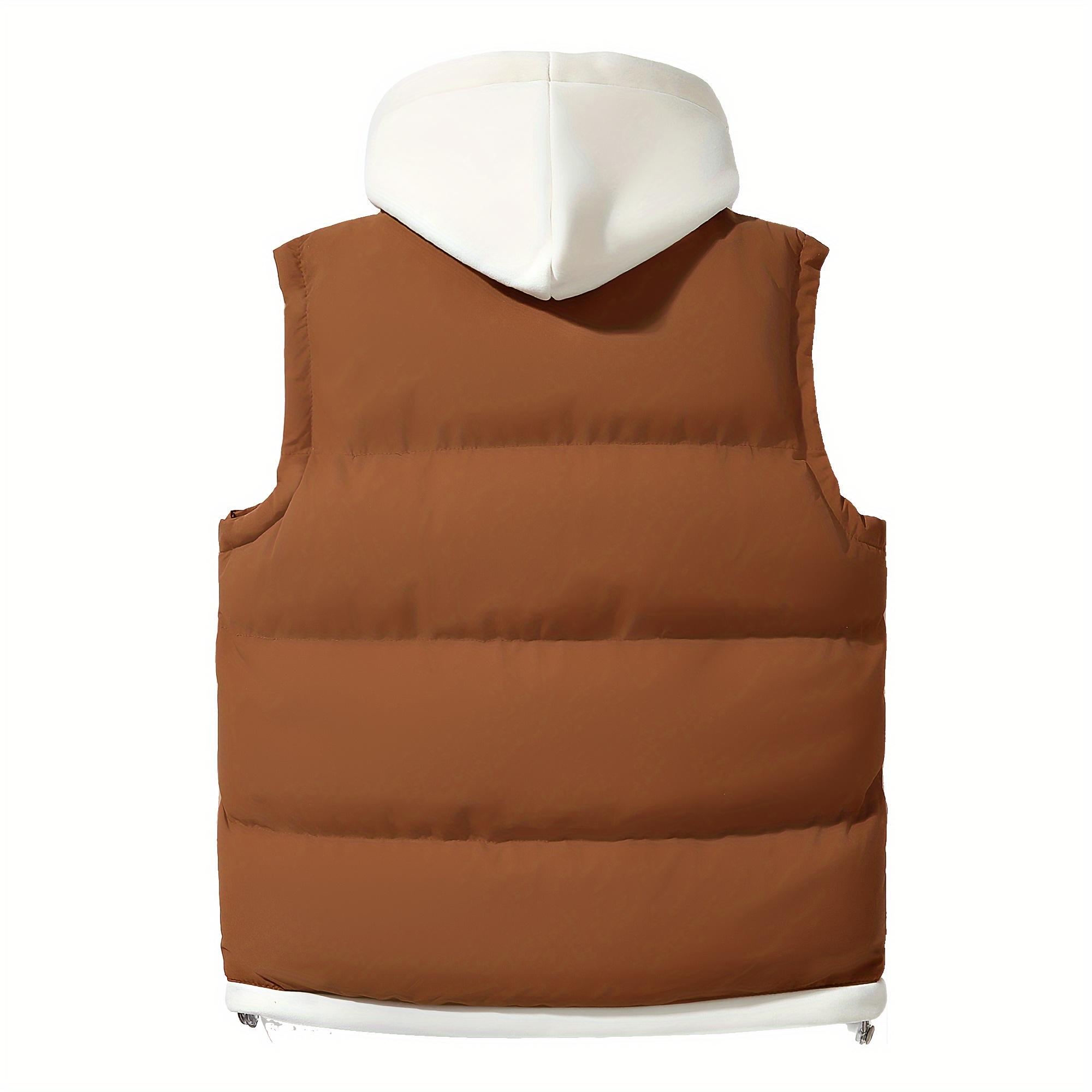 Faux two-piece vest showing contrast hood and body panels