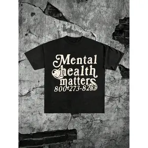 Unisex Vintage "Mental Health Matters" Graphic T-Shirt Crisis Hotline 800-273-8255 Design Soft Cotton Short Sleeve Crew Neck Top Casual Streetwear Tee For Mental Health Advocates & Wellness Supporters