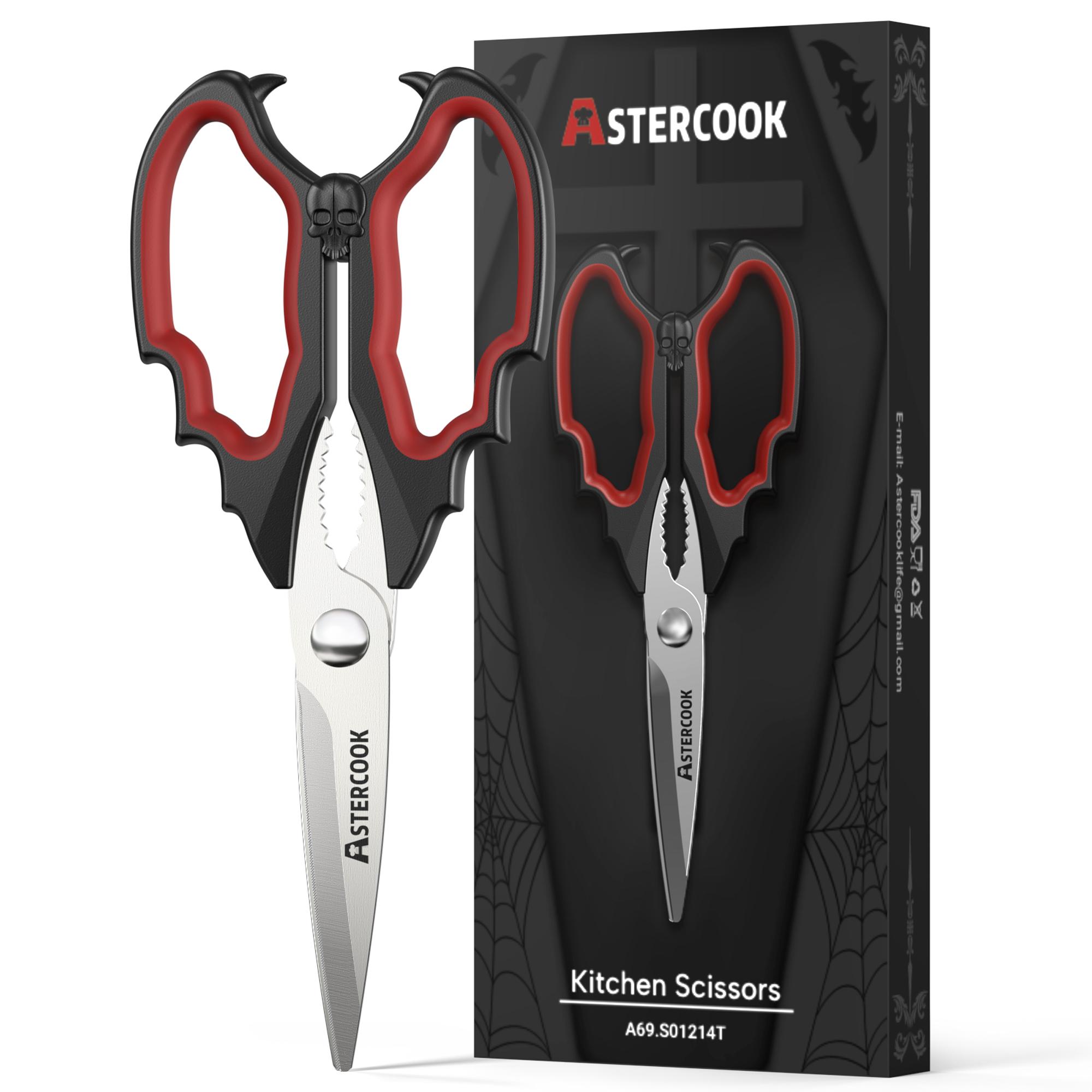 AsterCook Vampire Scissors – Ultra-Sharp Kitchen Shears with Unique Gothic Design for Cooking, Crafting & Everyday Use Kitchenware Stainless Steel